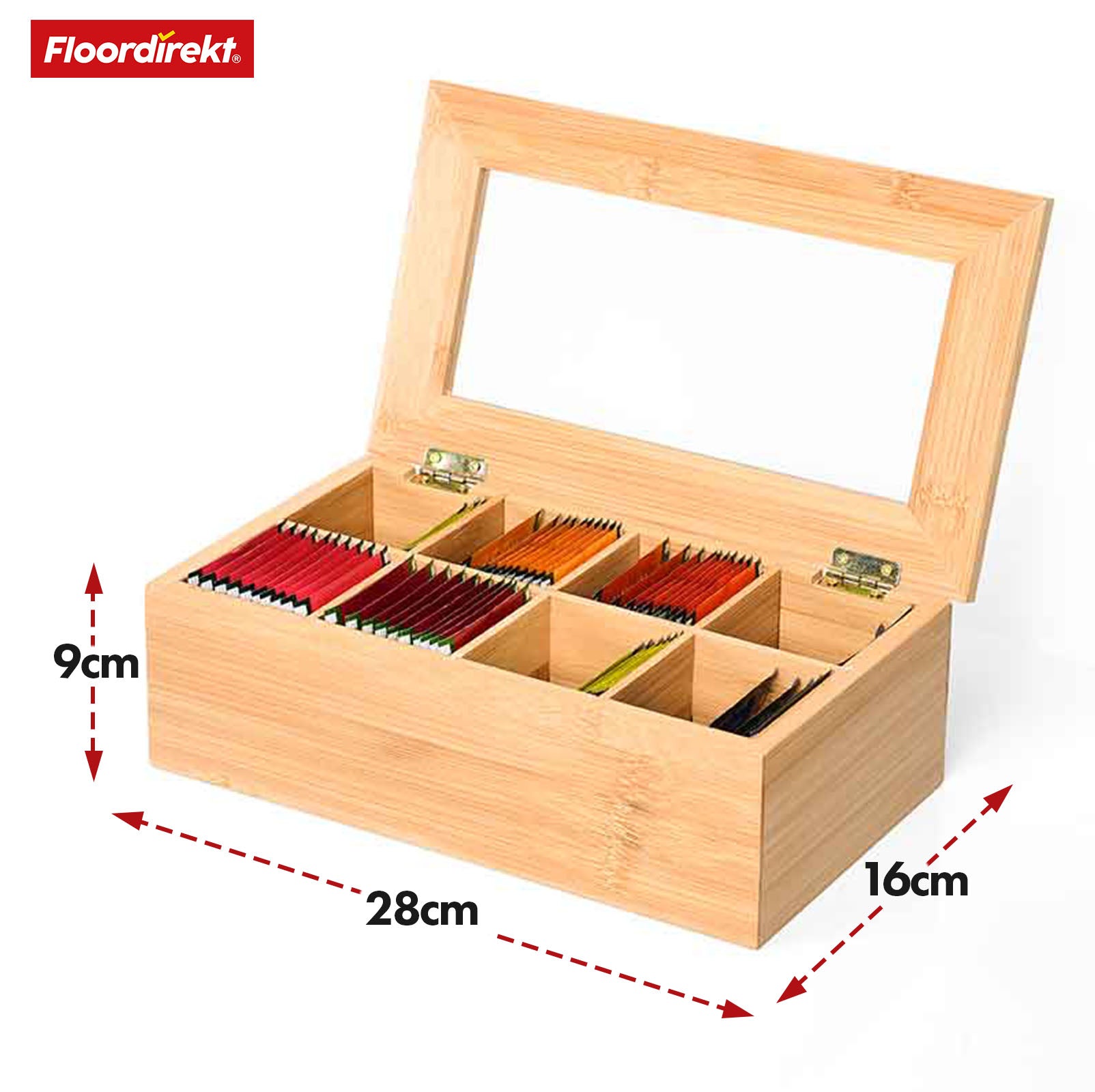 Bamboo tea box with lid | Practical and stylish tea storage | Available in two sizes