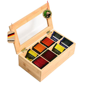 Bamboo tea box with lid | Practical and stylish tea storage | Available in two sizes