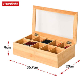 Bamboo tea box with lid | Practical and stylish tea storage | Available in two sizes