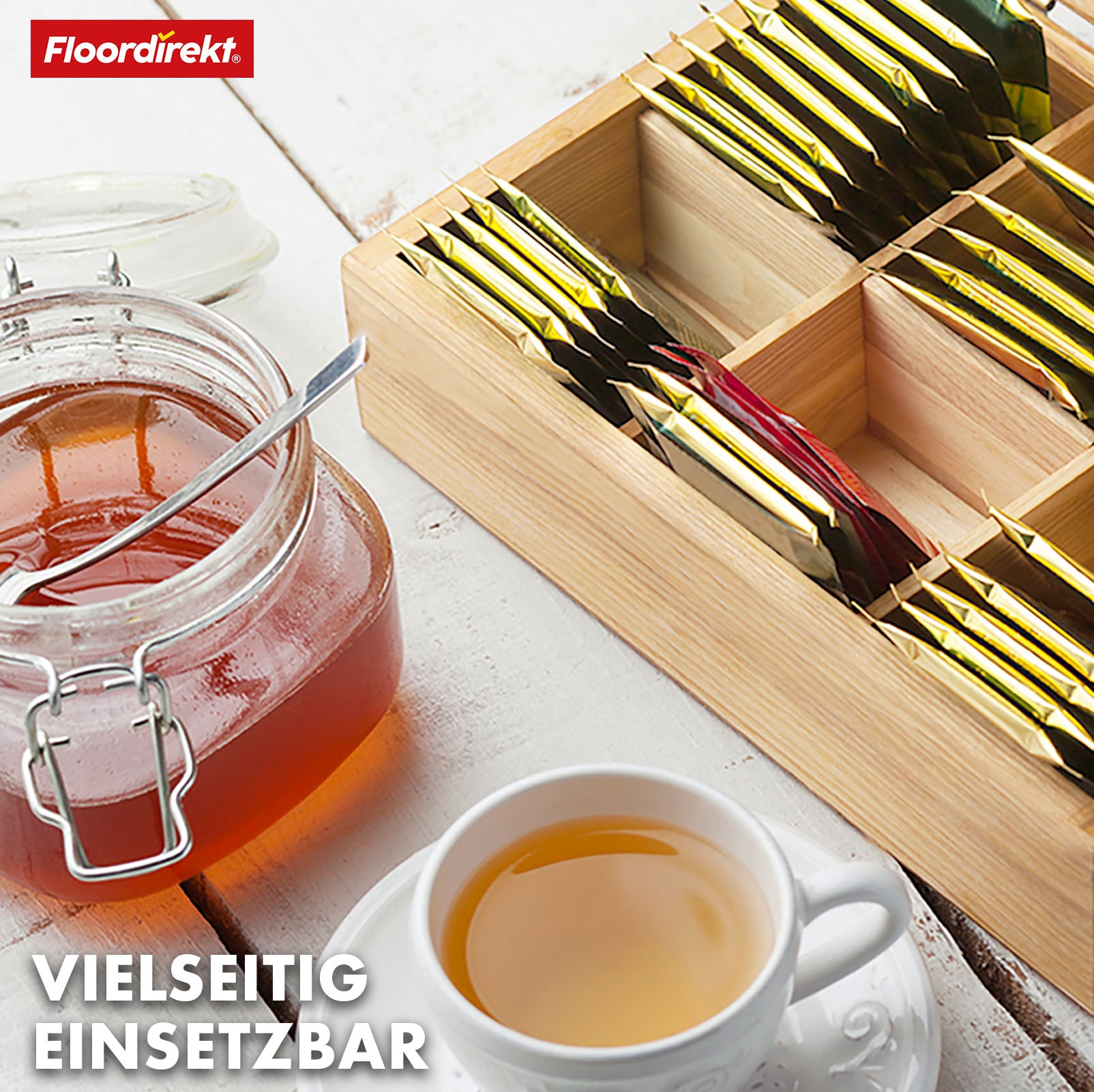 Bamboo tea box with lid | Practical and stylish tea storage | Available in two sizes