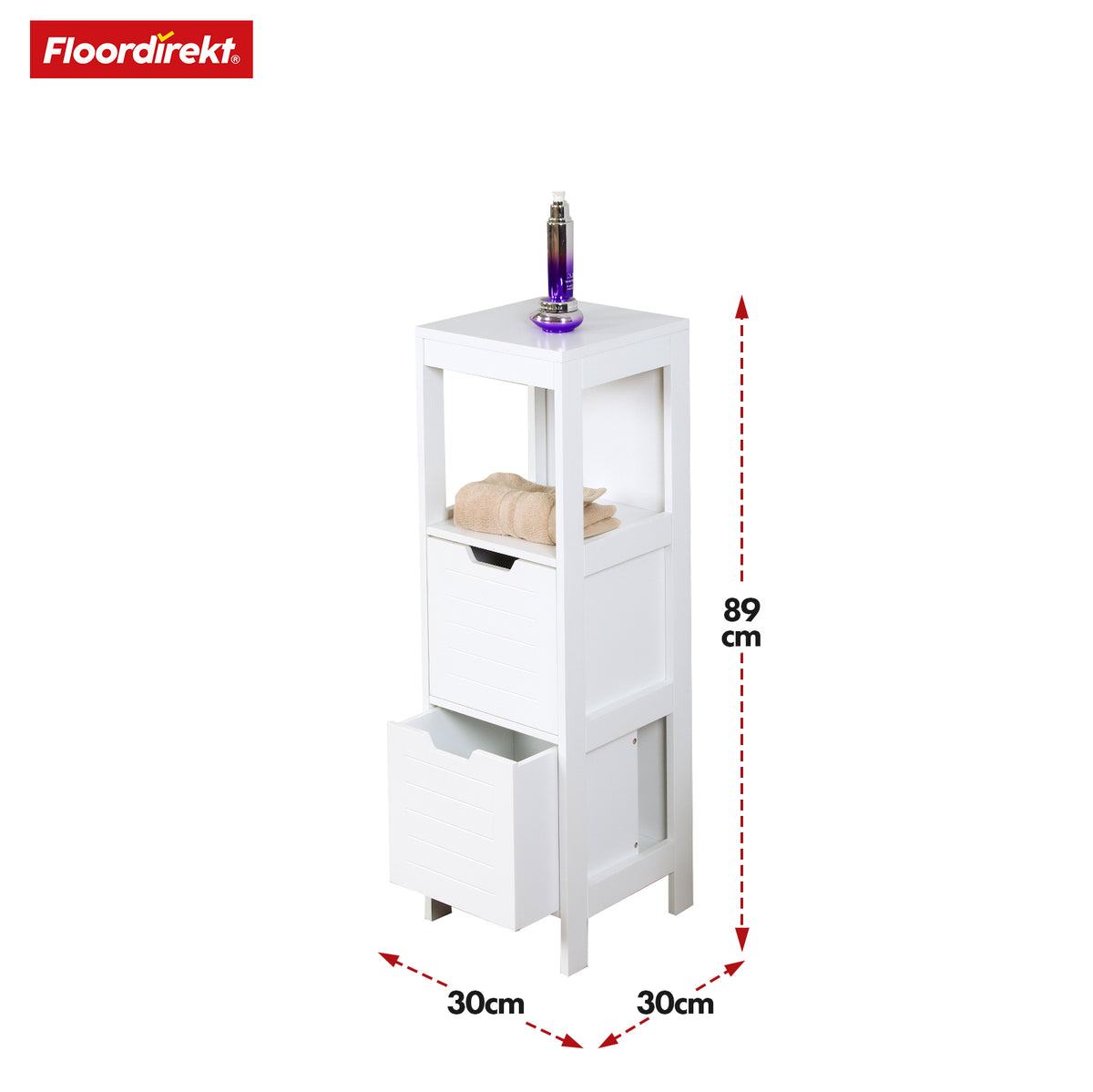 Bathroom cabinet | Ilinois | Cabinet in white with three storage compartments | Practical storage in an elegant design