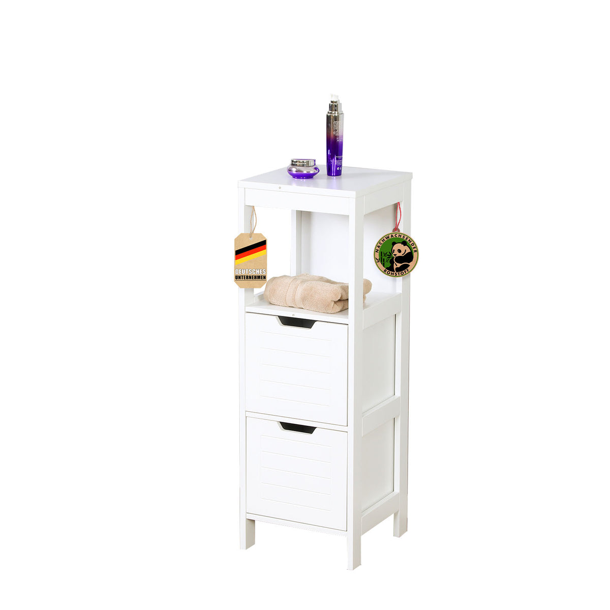 Bathroom cabinet | Ilinois | Cabinet in white with three storage compartments | Practical storage in an elegant design