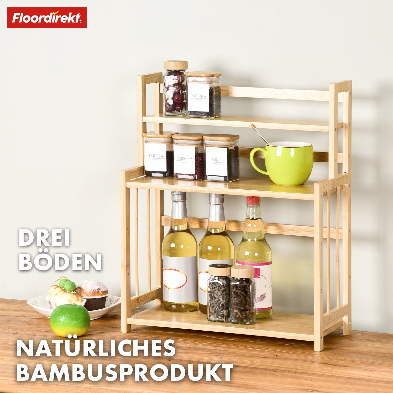 Bamboo kitchen shelf | Alabama | Stylish storage space for spices and utensils