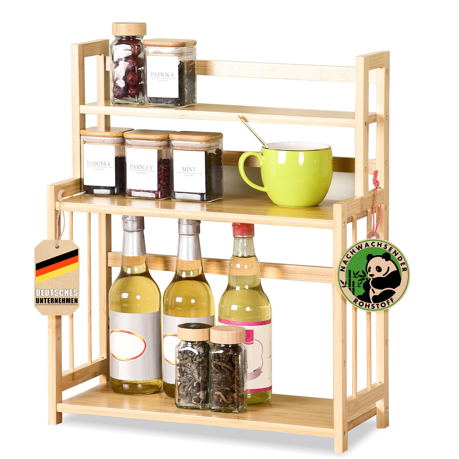 Bamboo kitchen shelf | Alabama | Stylish storage space for spices and utensils