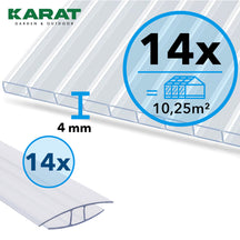 Double-skin sheet set | Sera | 14-piece set of double-skin sheets & connectors | polycarbonate | thickness 4 mm | 60.5 x 121 cm