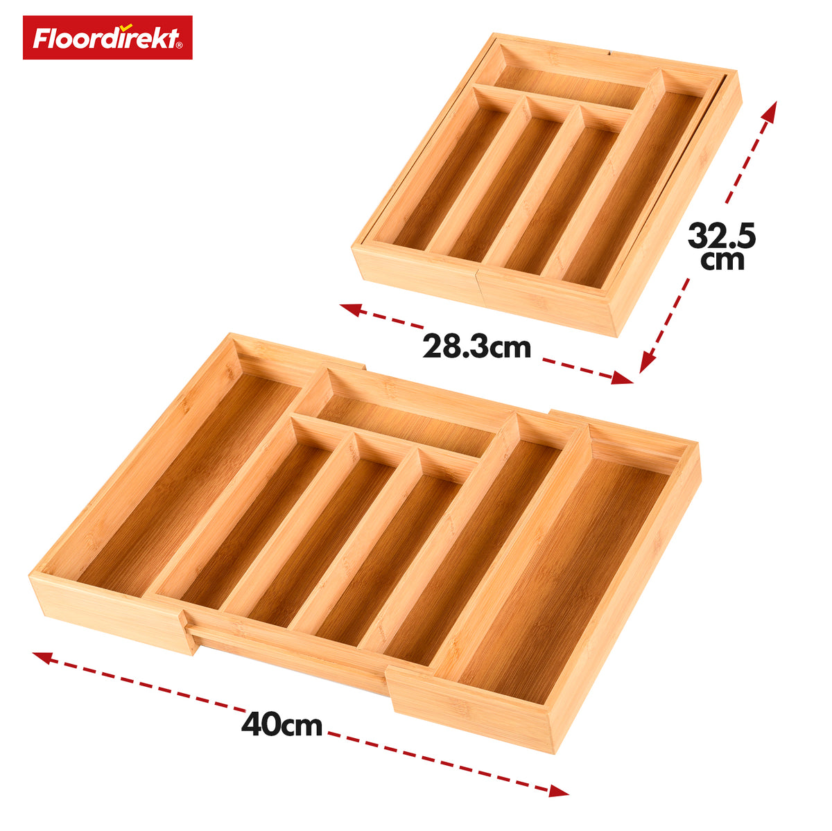 Bamboo cutlery tray | Nevada | Adjustable and sustainable organiser for perfectly customised drawer storage