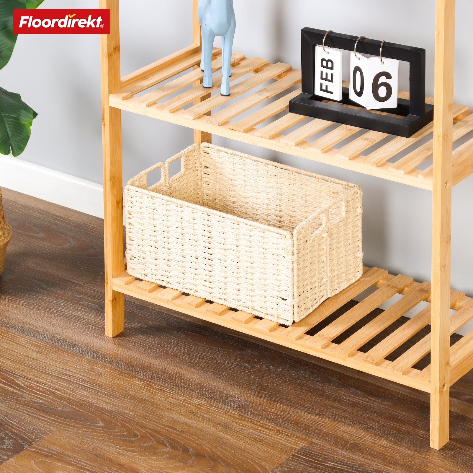 Bamboo standing shelf | Kansas | Elegant and space-saving wooden shelf with 3 shelves for stylish storage