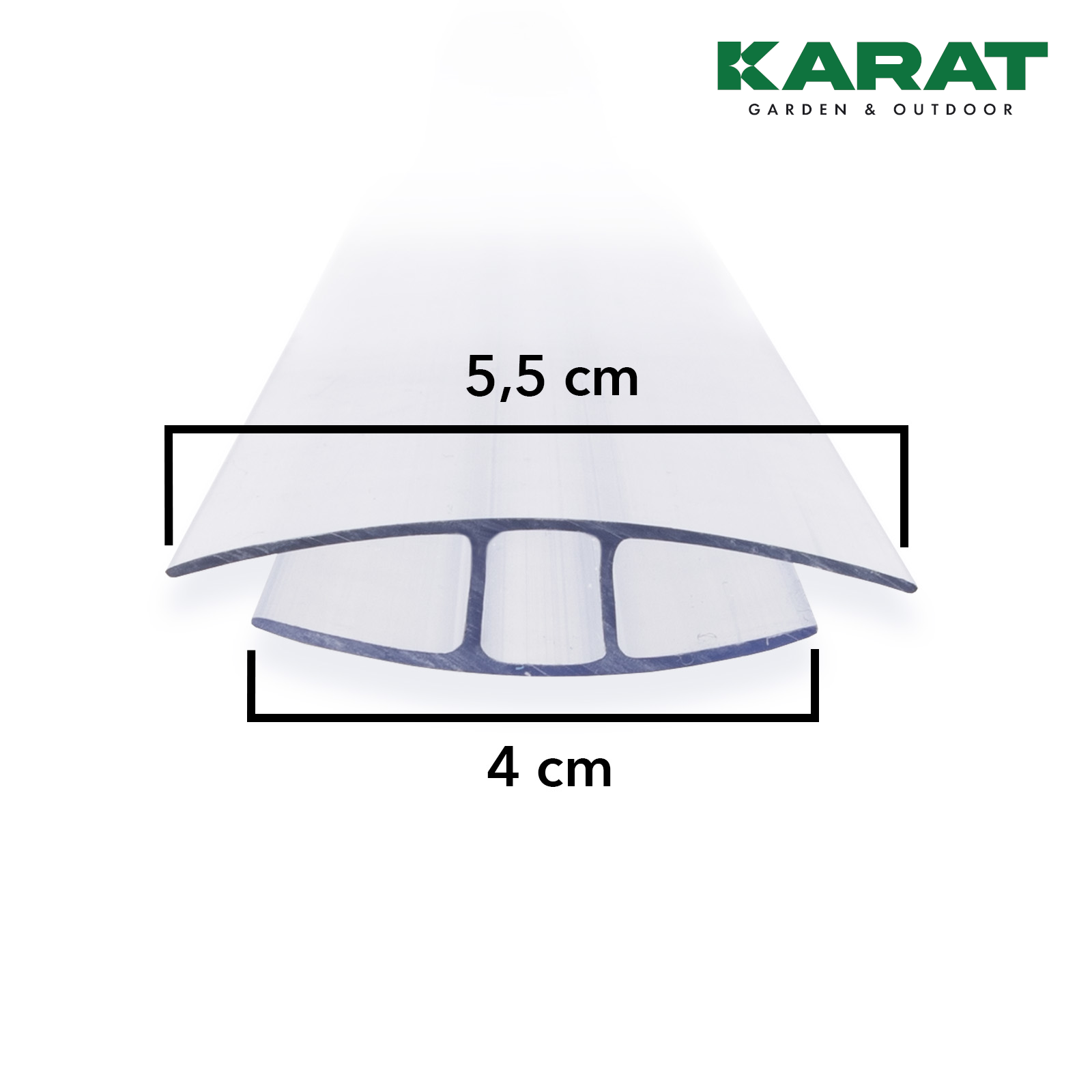 Connector for Polycarbonate Double Wall Sheeting | H-Profile | 121 cm Length