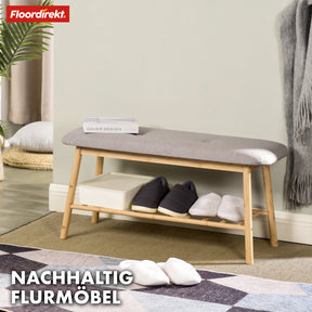 Bamboo bench | Montana | Practical shoe rack with storage space and seating comfort