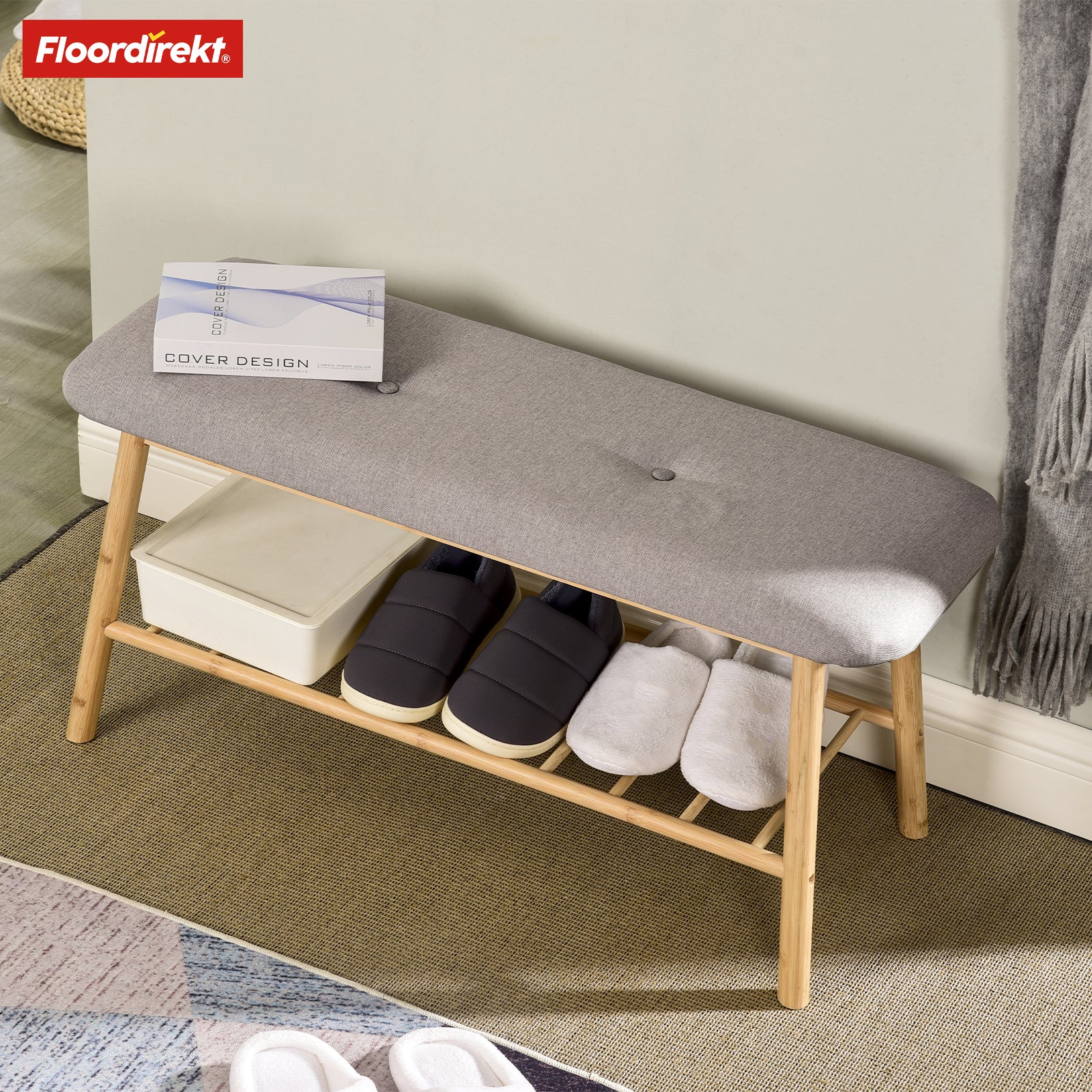 Bamboo bench | Montana | Practical shoe rack with storage space and seating comfort