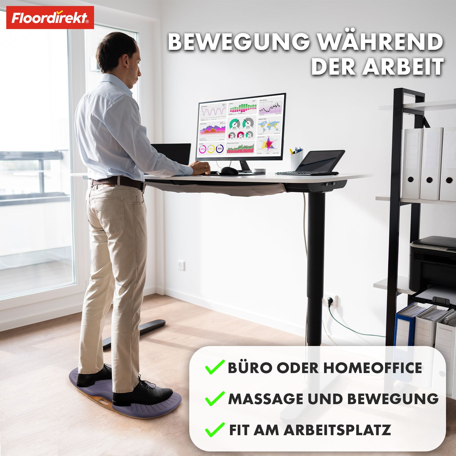 Balance Board | Hawaii | Anti-fatigue mat for standing desks in the office & home office | Workplace mat available in two versions