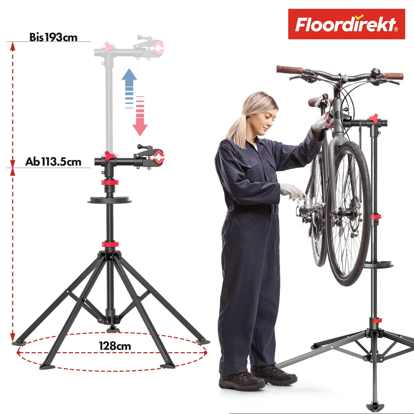 Bicycle assembly stand | Lois | Height-adjustable and customisable | Load capacity up to 30 kg