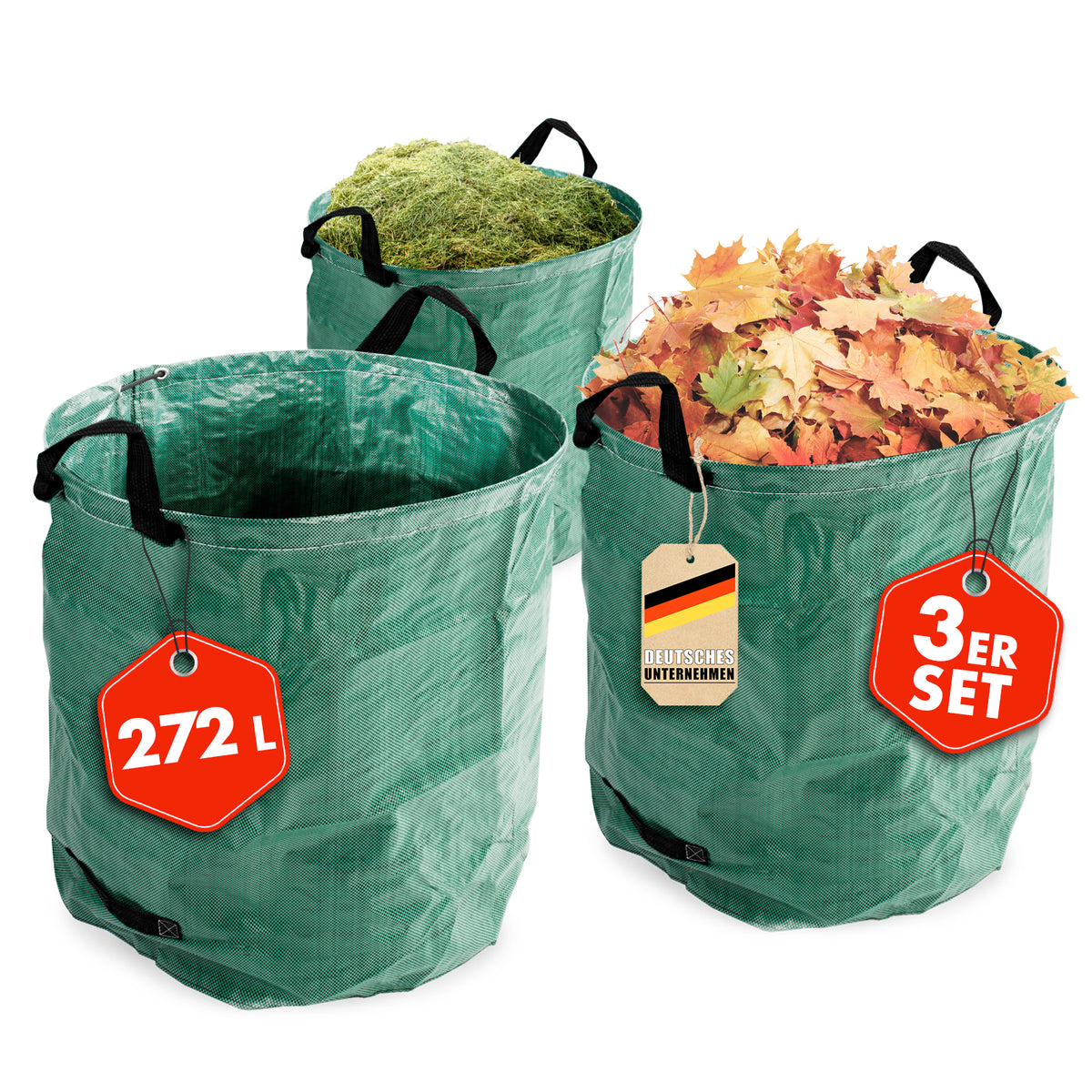 Garden waste bag set of 3 | Versatile solution for garden waste and storage | Stable, self-standing & water-repellent