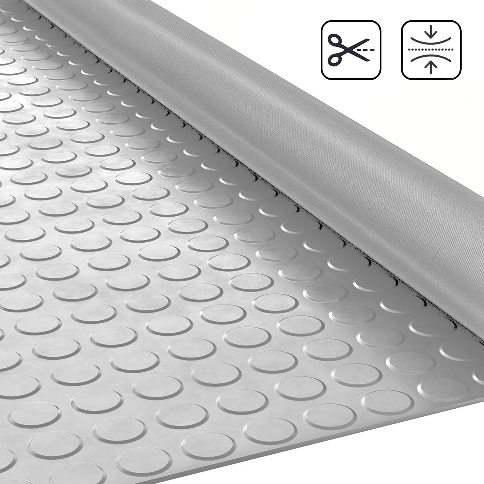Rubber runner | Grey | Rubber mat with flat studs | Thickness: 3 mm