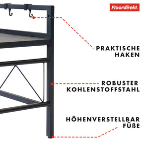 Microwave shelf | Durango | Adjustable kitchen organiser with 3 hooks | Available in 2 sizes