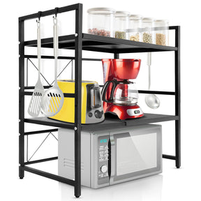 Microwave shelf | Durango | Adjustable kitchen organiser with 3 hooks | Available in 2 sizes