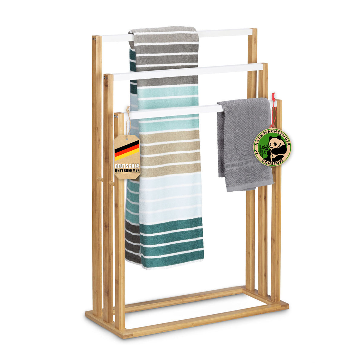 Bamboo towel rail | Kentucky | Elegant towel rail with 3 offset bars