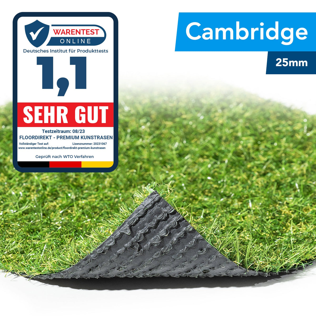 ✂ Artificial Grass Turf | Cambridge | Pile Height: 25 Mm | Weight: 1500 g/m²