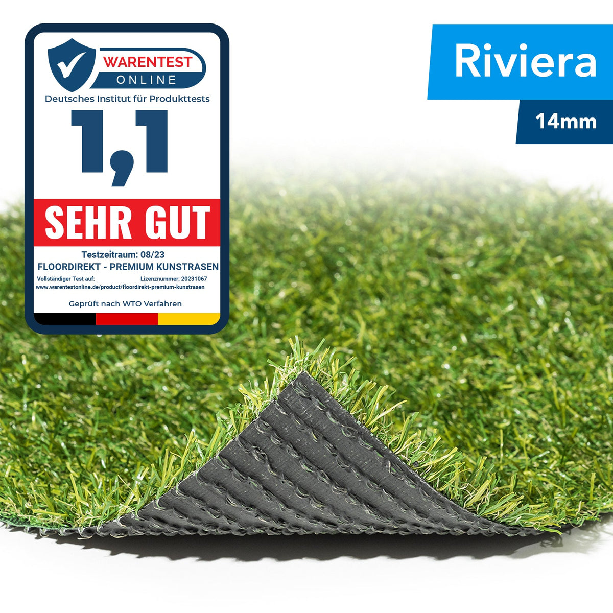 ✂ Artificial Grass Turf | Riviera | Pile Height: 14 Mm | Weight: 1300 g/m²