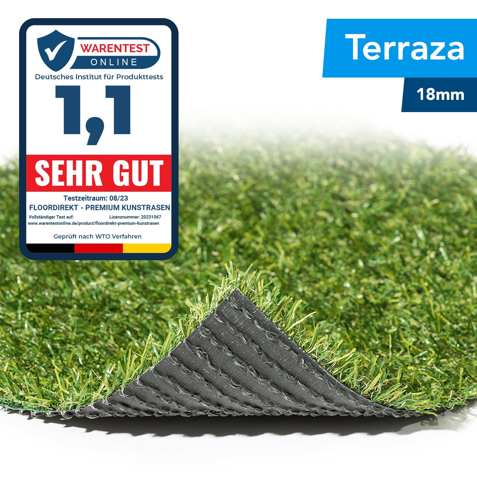 ✂ Artificial Grass Turf | Terraza | Pile Height: 18 mm | Weight: 1400 g/m²